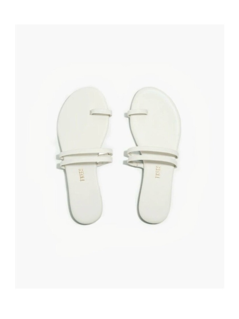 TKEES White Double Strap Toe Loop Sandals